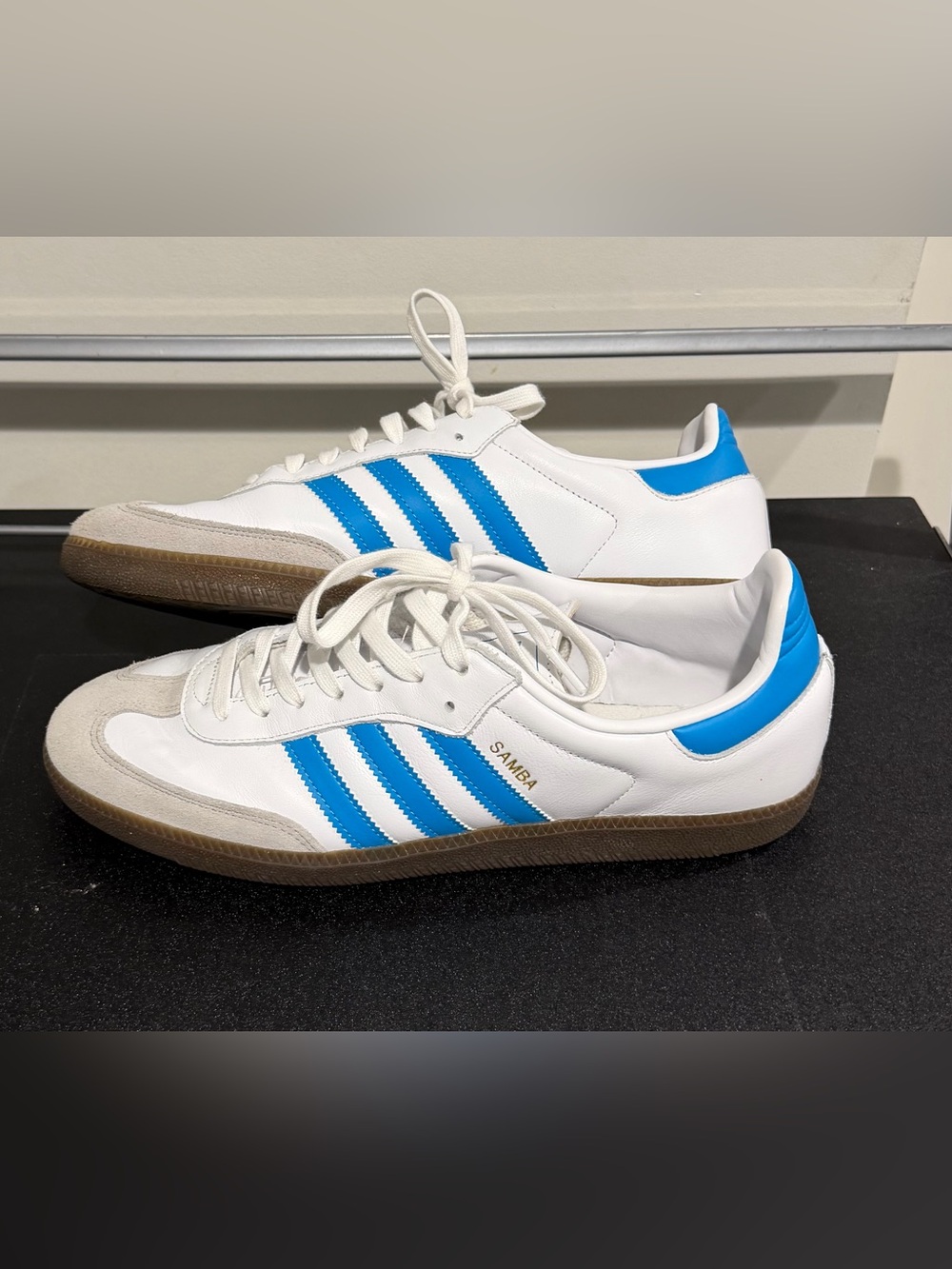 Adidas Samba White & Blue Classic Low-Top Sneakers - Picture 6 of 9